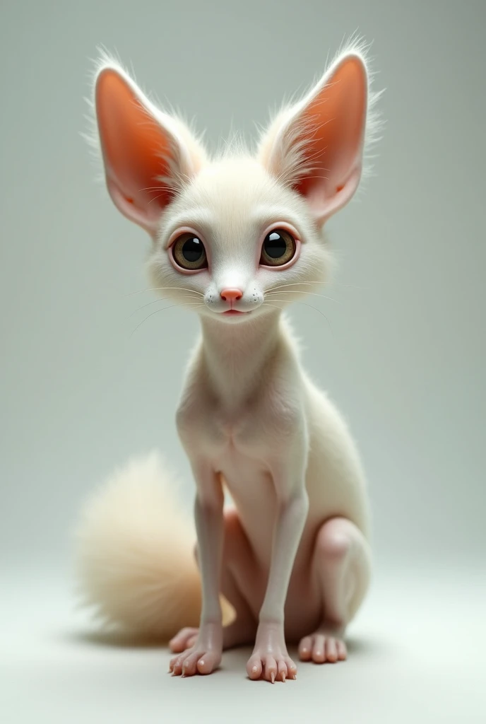 A hairless furry fox after a hair removal session 