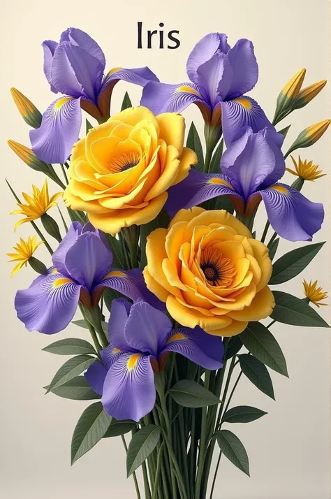 Bouquets of yellow roses with name Iris
