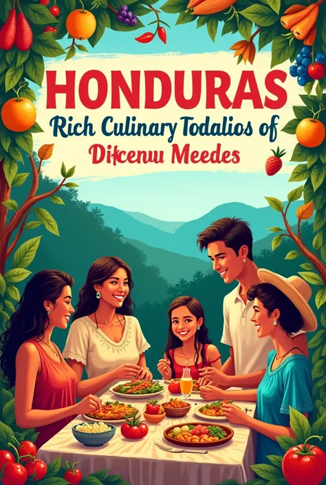 A cover for a recipe book of Honduran food in Spanish