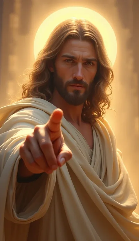 create an image of Jesus Christ pointing in front of you as if he is choosing you