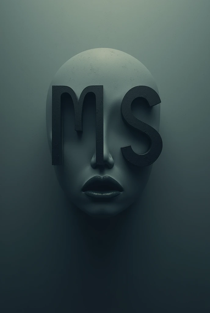 create an image with the letters &#39;MS&#39; that form a sad face. Use only dark and sad colors to convey this emotion.