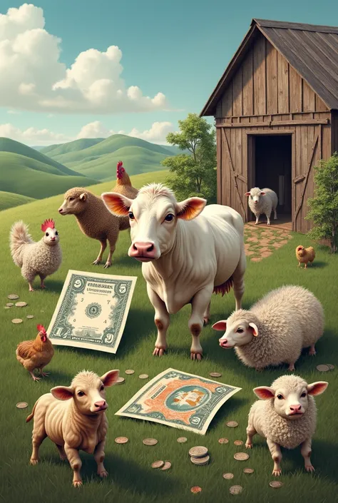 farm animals on money 