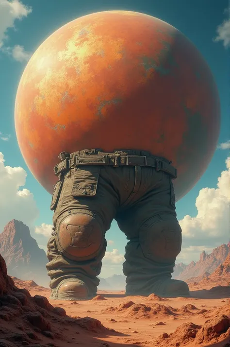 A very large planet dressed in very large pants 