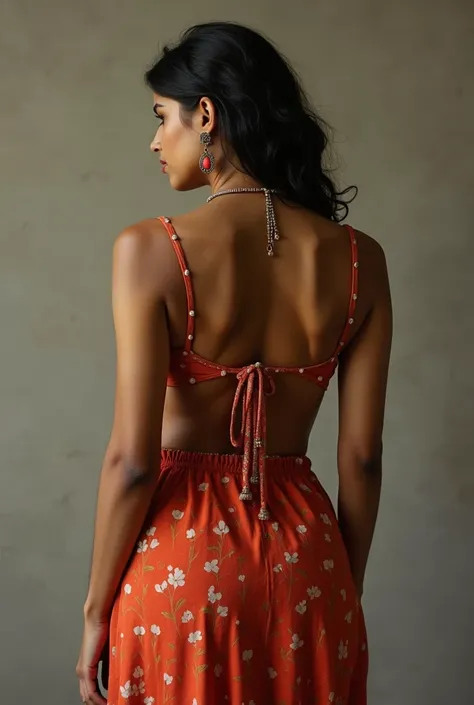 Create Indian women show her back ass without clothes
