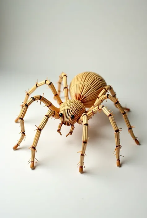 A large spider made of mathsticks, anatomically correct, superior photo, high quality, high resolution