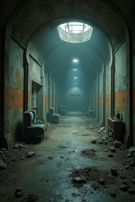 Post-apocalyptic underground bunker without people

