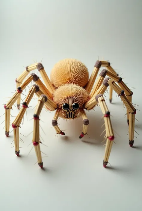 A large spider made of mathsticks, anatomically correct, superior photo, high quality, high resolution, superior quality, matchstick master