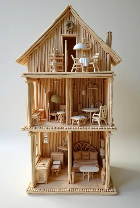 A large doll house made of mathsticks, anatomically correct, superior photo, high quality, high resolution, superior quality, matchstick master