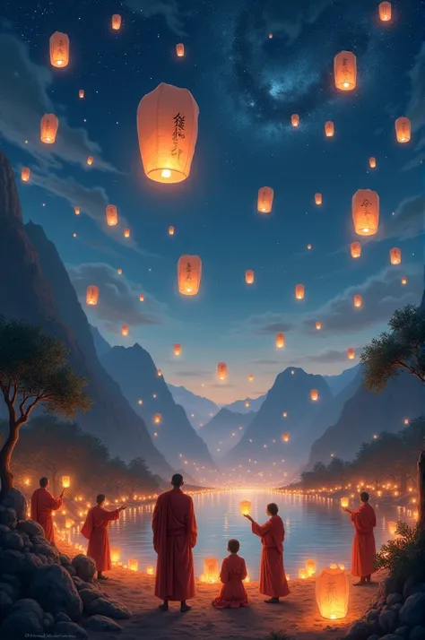 Sky lantern festival of Buddhist 