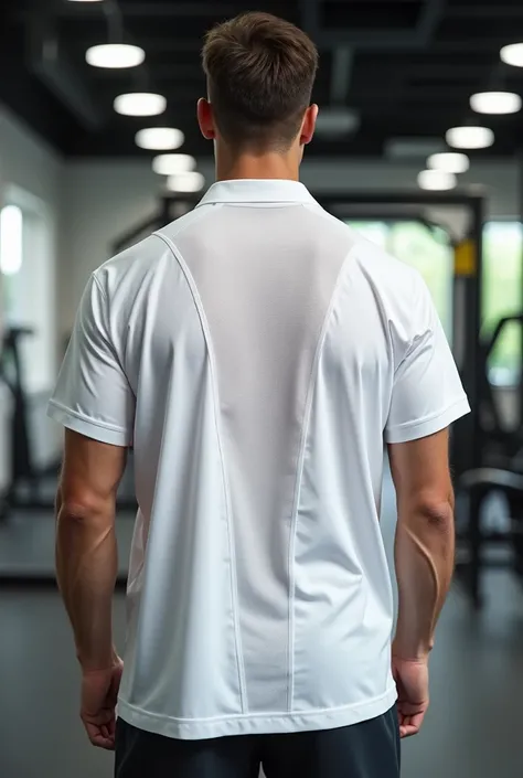 Oversized white polo shirt with back for gym