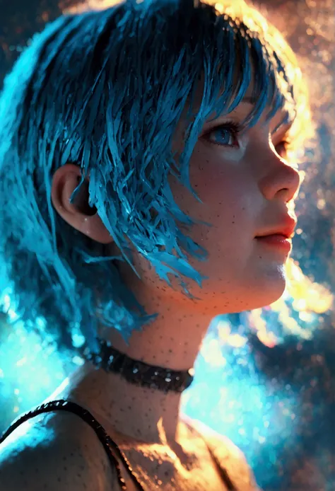 a close up of a person with blue hair and a crop top, 3 d render character art 8 k, 3d character realistic, realistic anime 3 d style, photorealistic anime girl render, highly detailed character, female lead character, realistic character concept, anime st...