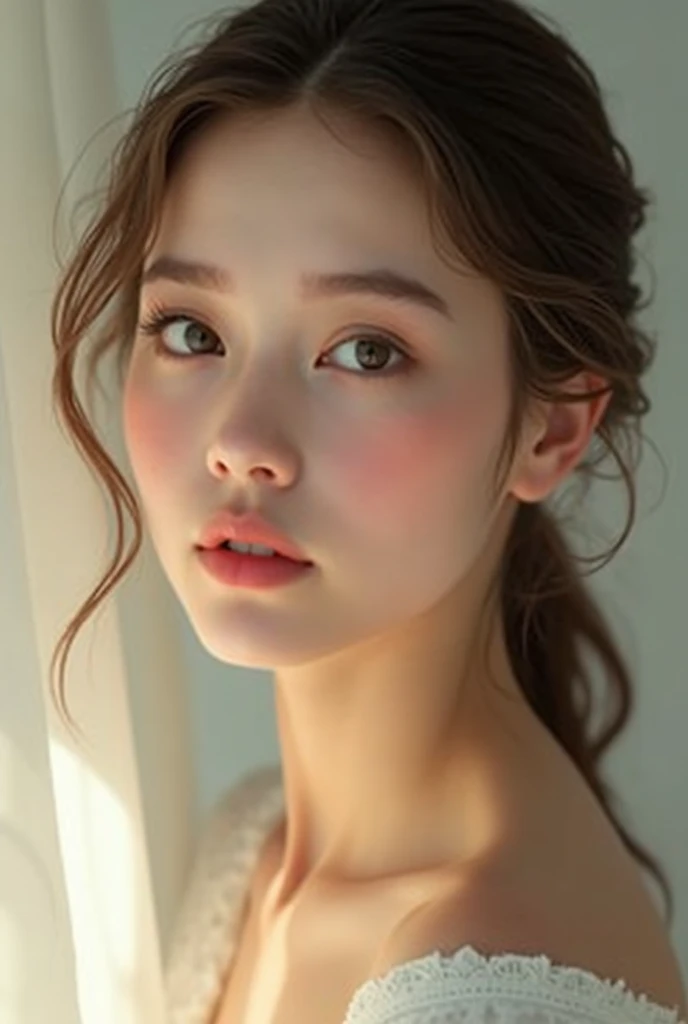 A person with exquisite facial features.Beautiful.Good looking young woman.