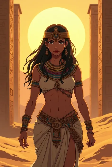 Busty thick ancient Egyptian dwarf woman anime style 