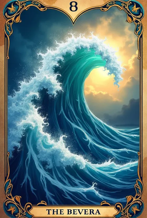 make a tarot card and the design is a wave emoji make it creative