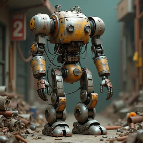 Robot made of junk and scrap