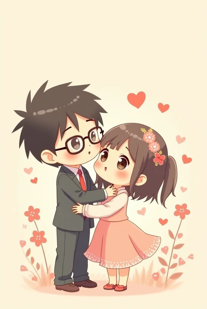 Generate cutest and best anime husband and wife with names Chickuu and Puchu printed on the image