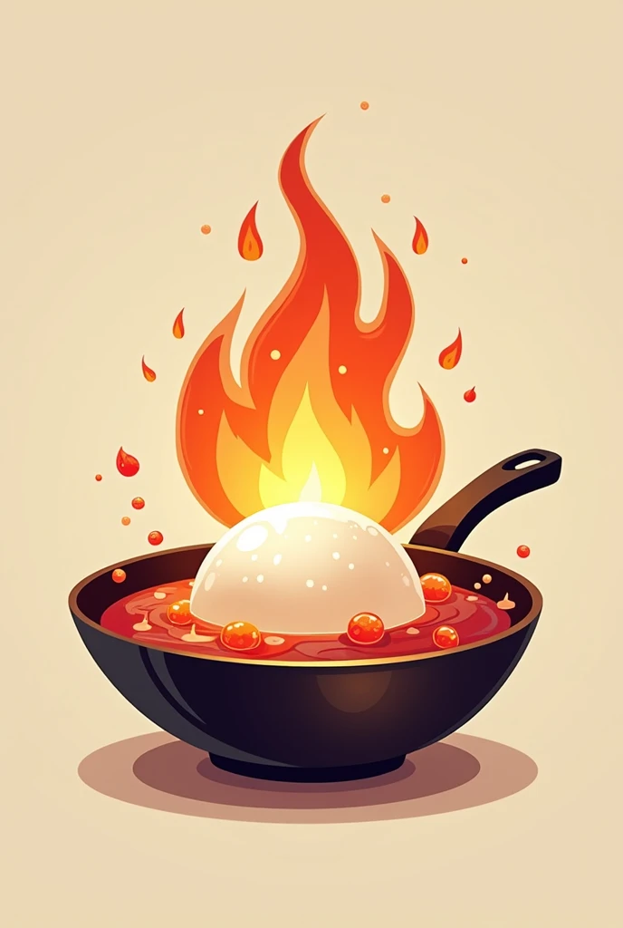 I want a logo with a tapioca and fire and a frying pan 