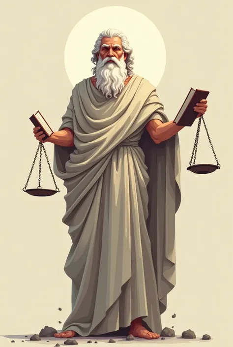 Socrates holding a book and the scale of justice vector art