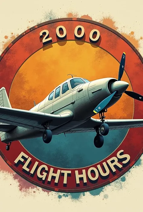 Plane on a patch-style colored coin with 2000 flight hours lettering