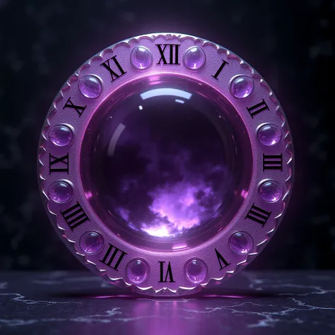 luxury pattern circle amethyst carved with Arabic number hour mark, absolute circle, back light.