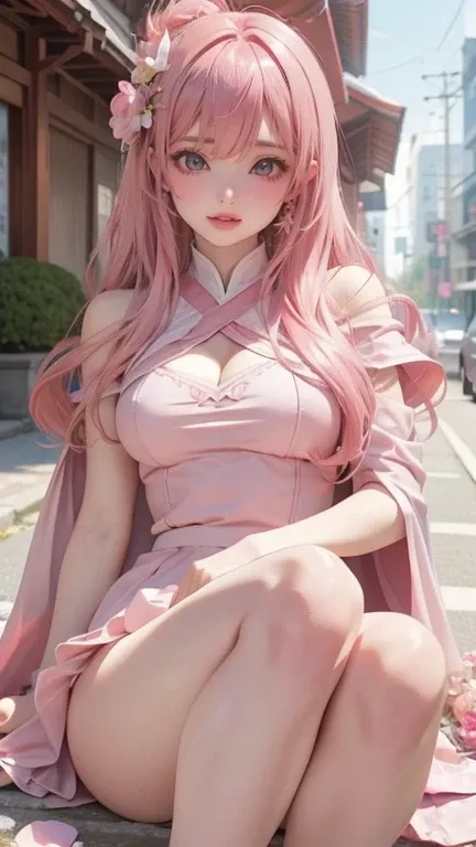  Shot with Sony ALPHA 77, araffe with Pink hair and a Pink cape is posing for a picture, covered in Pink flesh, smooth Pink skin, some Pink, Pink body, Pink girl, Sexy Girls, Attractive anime girl, Bubble Gum Body, Japanese Goddess, role play, anime girl r...