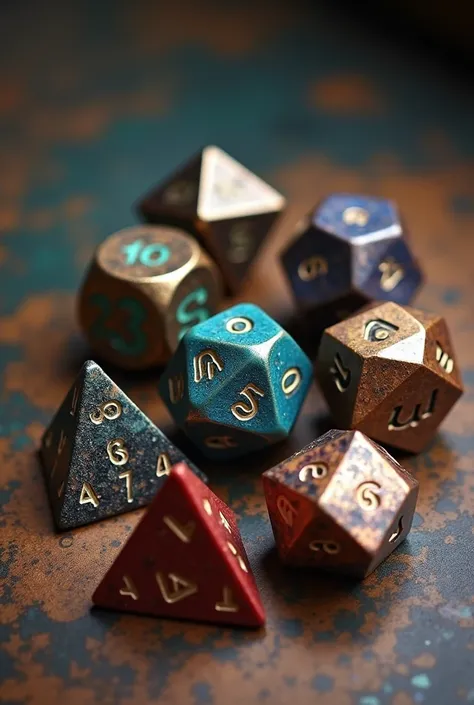 Set of 7 role-playing game dice, Creative and unique materials and colors, variety of materials and colors 