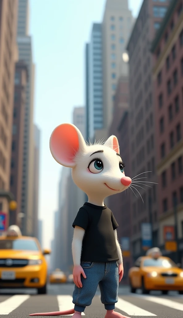 White Mouse in the City

Prompt: A white mouse in a black t-shirt and blue pants stands on a busy New York street, looking up at tall skyscrapers. The scene is lively with yellow taxis and pedestrians.