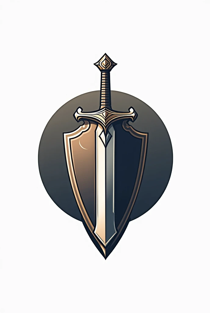 Create a round logo with sword and shield 