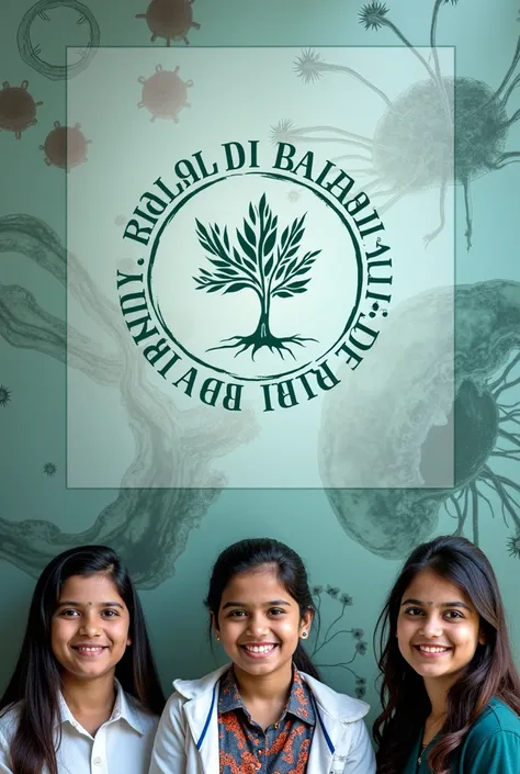 Make a banner on which Radha ballabh Academy is written and there are photos of two-three students below and it looks good and biology is visible in the background 