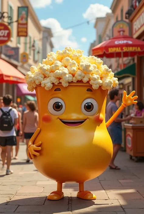 Smiling popcorn tub kiosk shop