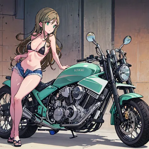 masterpiece,super detailed,best quality,8k,inuyama aoi,solo focus,solo girl,solo motorcycle,one girl,one motorcycle,city backgro...