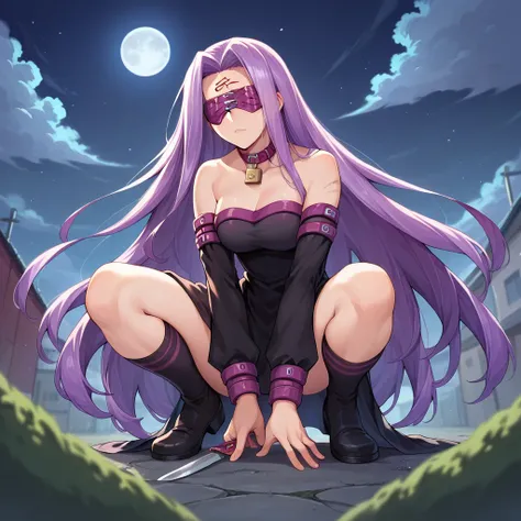 score_9, score_8_up, score_7_up, sauce_anime,
medasa rider, ride medusa, long hair, very long hair, purple hair, facial scars, m...