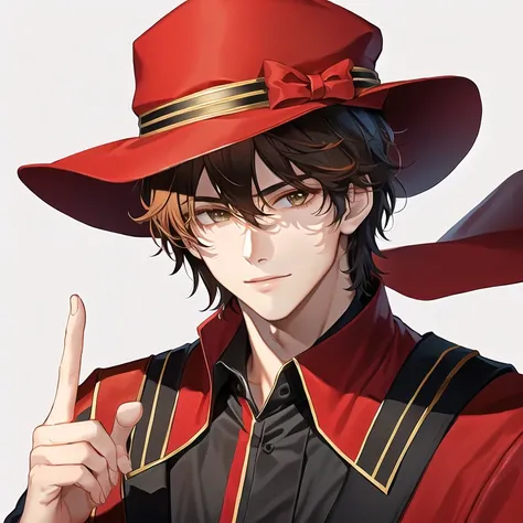 1boy, Handsome, Red, air, Hat