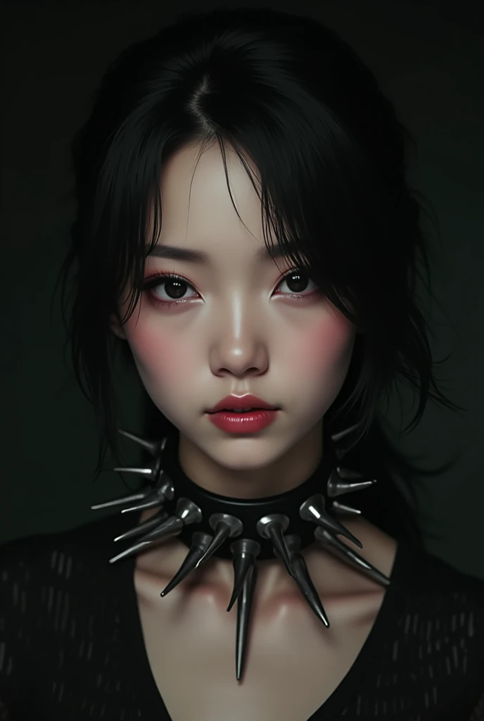 Asian Girl with spiked collar 