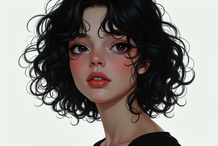 girl with curly black hair and black eyes, stunning digital illustration, beautiful digital artwork, exquisite digital illustration, gorgeous digital art, beautiful digital illustration, 4k highly detailed digital art, digital cartoon painting art, realist...