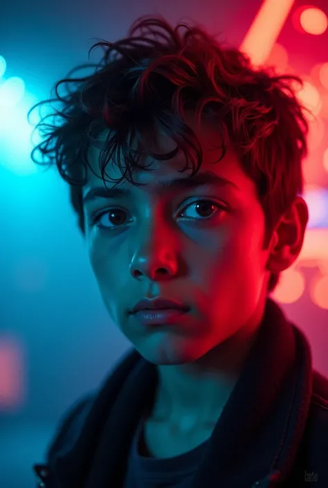 COBALT NEON DARK AND RED COLOR WITH TEEN UZBEK BOY