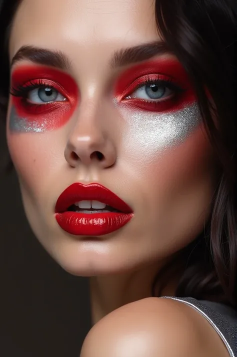 Red and silver makeup 