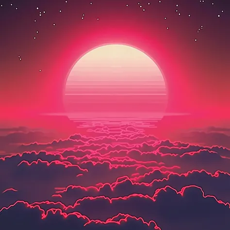 Retro sun, epic, gradient pink red, beautiful picture, high quality