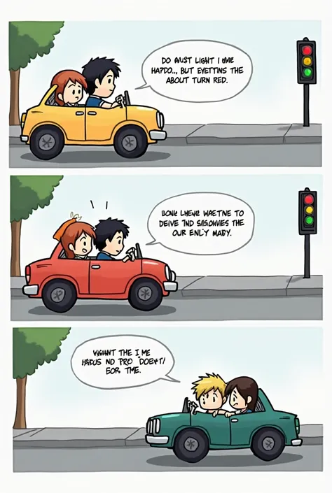 with 3 panels about Example 3: Traffic Warning
Locutionary: Person A says, "The traffic light is about to turn red."
Illocutionary: Person B understands this as a warning to stop soon.
Perlocutionary: Person B slows down and stops the car before the light ...