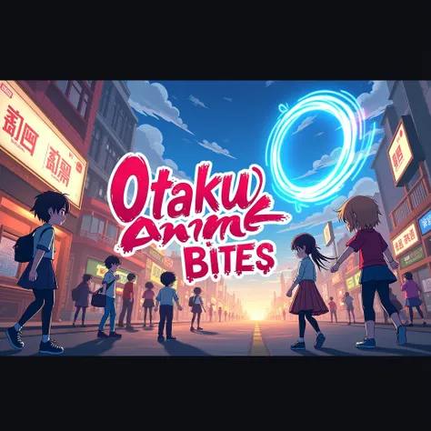 Create a banner for 
YouTube channel of anime shorts channel and name in it Otaku Anime Bites 