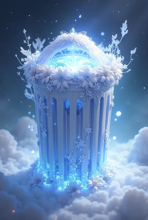 Please design a trash can icon with the theme of elysia in the game honkai impact 3