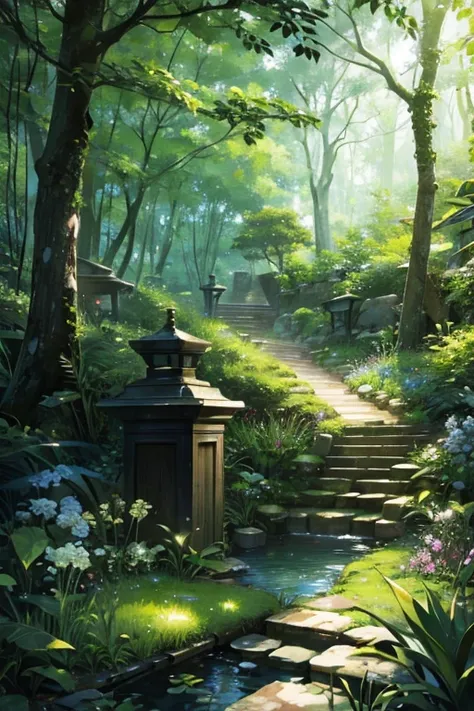 Best Quality、Lush forest、plant、garden、Mysterious