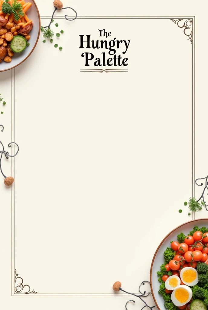 Give me a image  of food restaurant menu  and write heading on top the Hungry palette menu and left the area for conent dont wright anything on it 