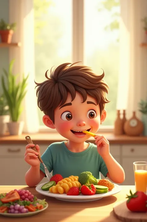 Boy eating healthy food 