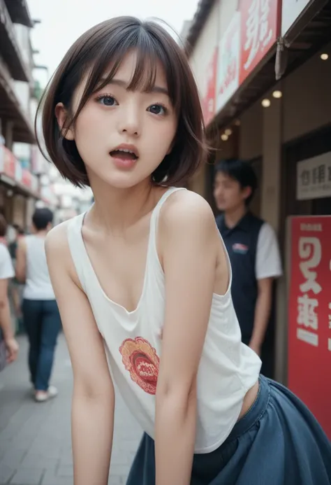 ((best quality)), ((masterpiece)), (detailed), ((((photograph)))),japanese girl,short hair,black eyes,wearing loose tanktop,very...