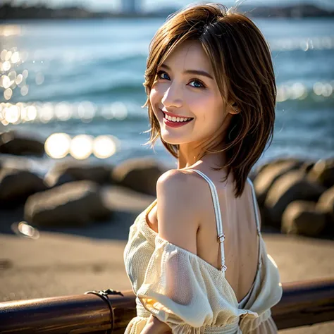 (Realistic, 超Realistic:1.4), 16K HDR, High resolution,((Whiskey Glass)),((Whiskey Bottle)),((Whiskey Glass)),Happy Smile、Short Hair,The best smile、Japanese Actress,so beautiful(It looks like the real thing),Evening Dresses,Cocktail Dresses、Whiskey Bottle、T...