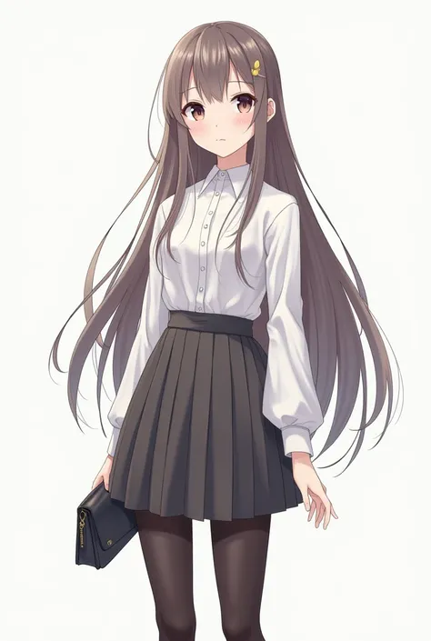 High school girl、Long Hair、stylish、Thin legs、Japanese 、mini skirt、Black tights、High resolution、Best Quality、Facing forward