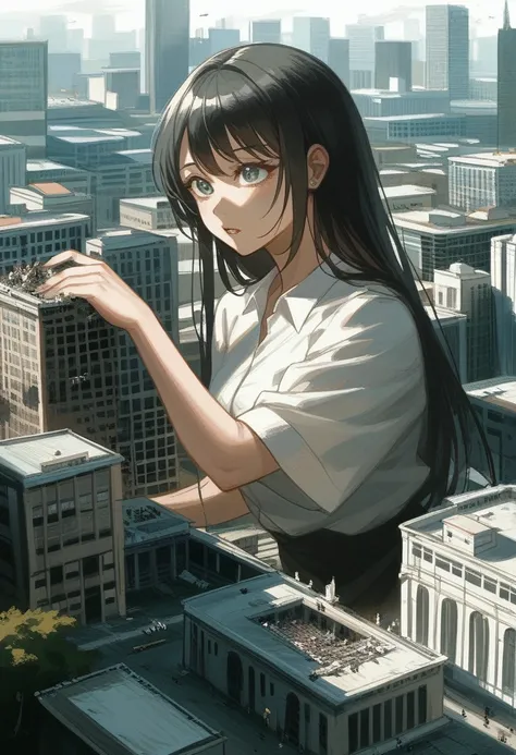 giantess、giantess woman、giantess、dynamic lighting、looming、walk、a woman bigger than the building、8k、high quality、high quality、dra...