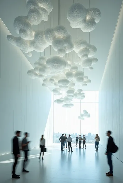 Data visualization clouds ceiling art hanging based on data science theme