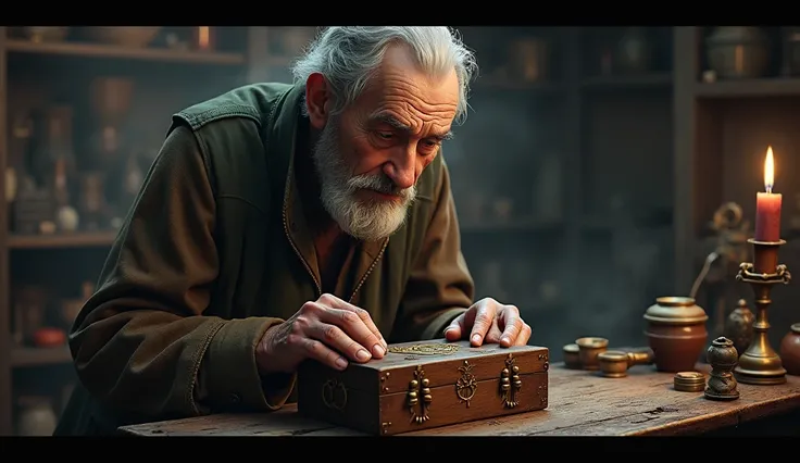 Old man with The chest Checking the box